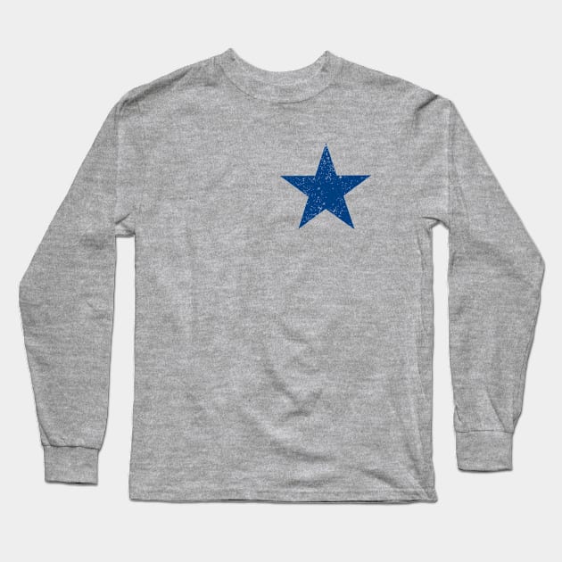 BASIC DEEP BLUE STAR DISTRESSED Weathered Effect Long Sleeve T-Shirt by Scarebaby